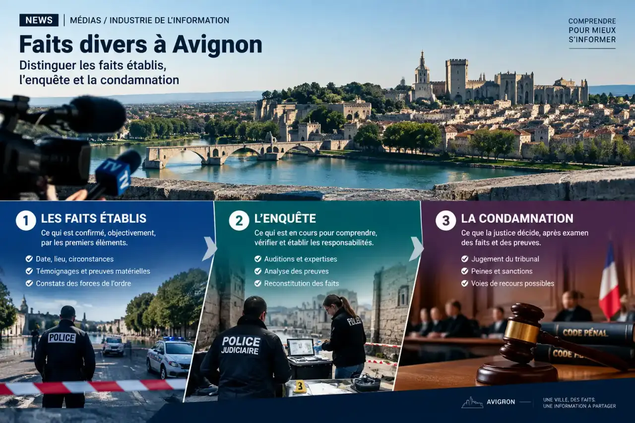 Faits divers à Avignon : distinguer les faits établis, l’enquête et la condamnation