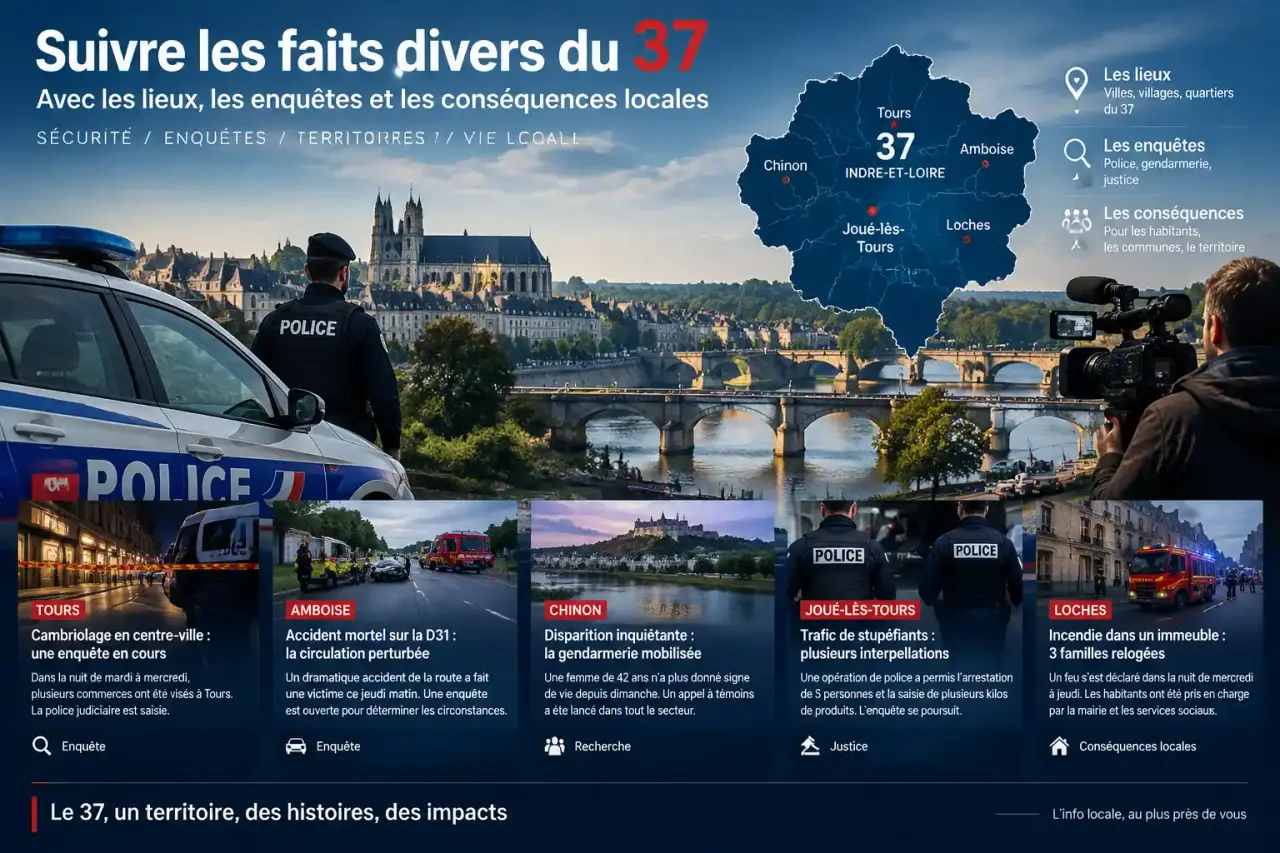 Suivre les faits divers du 37, avec les lieux, les enquêtes et les conséquences locales