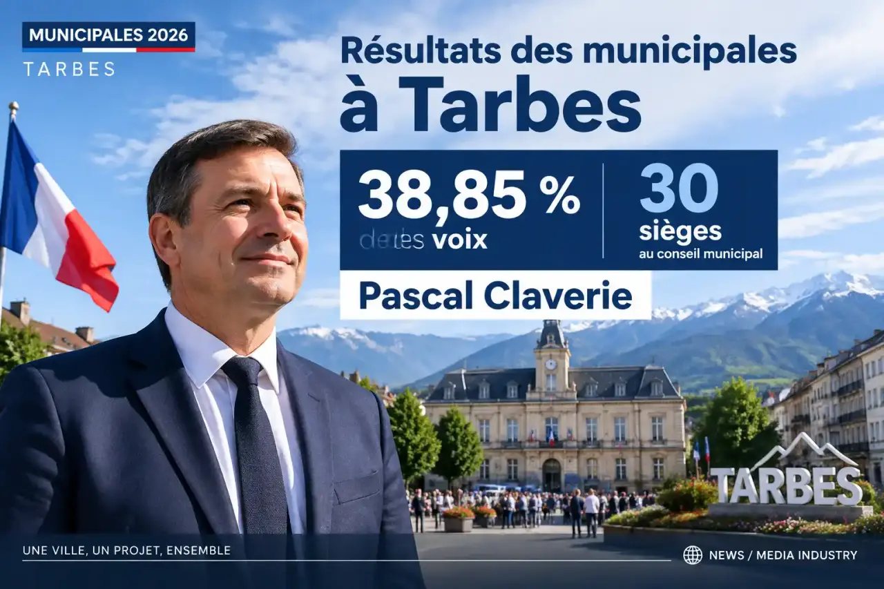 Résultats des municipales à Tarbes : 38,85 % et 30 sièges pour Pascal Claverie