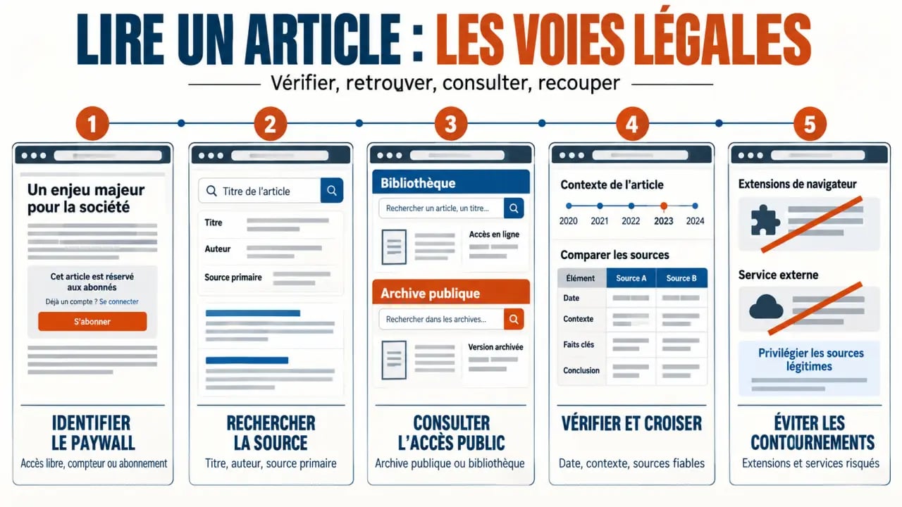 Comment lire un article sans s'abonner : étapes légales pour retrouver et vérifier l'information